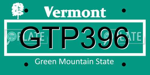 GTP396 Vermont License Plate