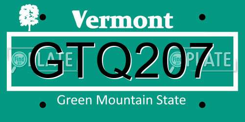 GTQ207 Vermont License Plate