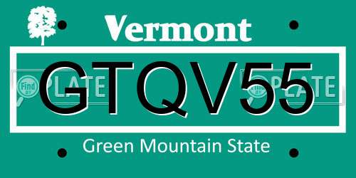 GTQV55 Vermont License Plate