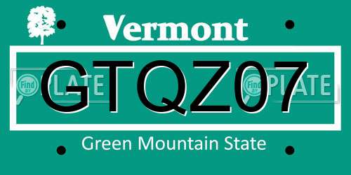 GTQZ07 Vermont License Plate