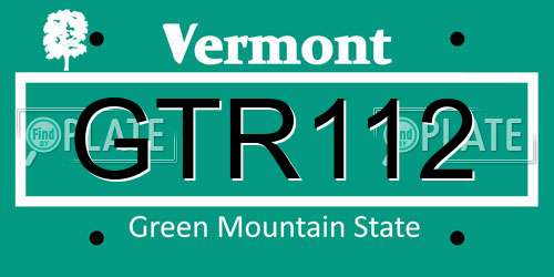 GTR112 Vermont License Plate