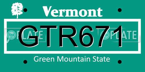 GTR671 Vermont License Plate