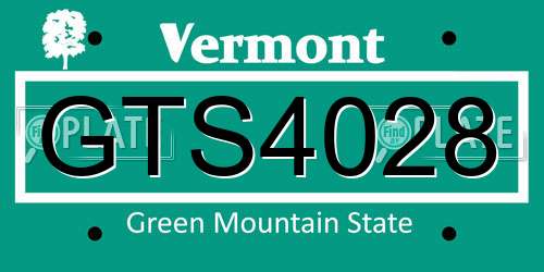 GTS4028 Vermont License Plate