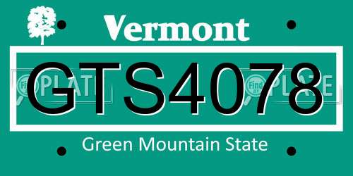 GTS4078 Vermont License Plate