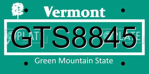 GTS8845 Vermont License Plate