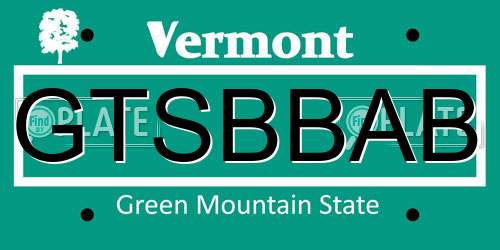 GTSBBAB Vermont License Plate