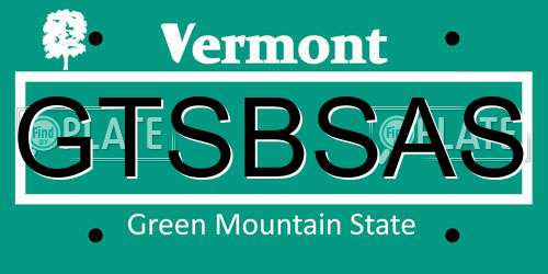 GTSBSAS Vermont License Plate