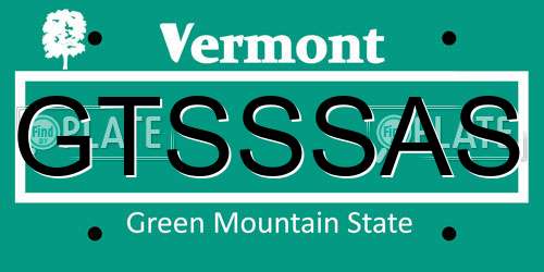 GTSSSAS Vermont License Plate