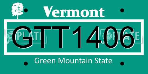 GTT1406 Vermont License Plate
