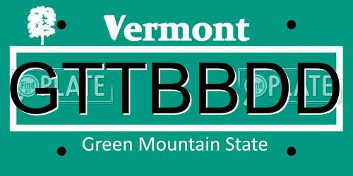 GTTBBDD Vermont License Plate