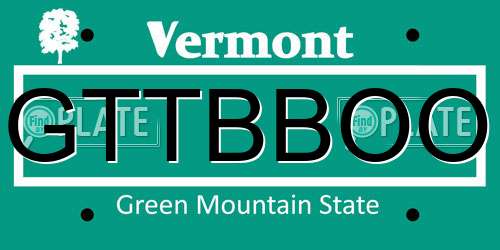 GTTBBOO Vermont License Plate