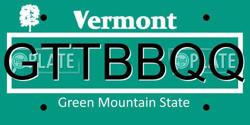 GTTBBQQ Vermont License Plate
