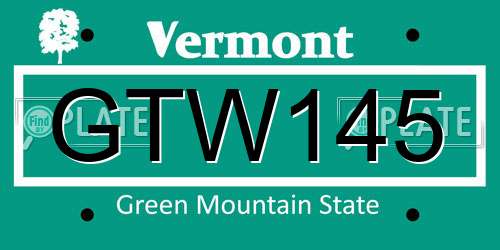 GTW145 Vermont License Plate