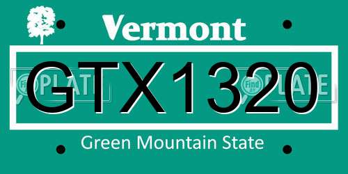GTX1320 Vermont License Plate
