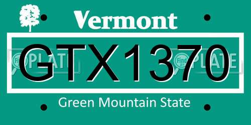 GTX1370 Vermont License Plate