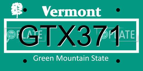 GTX371 Vermont License Plate