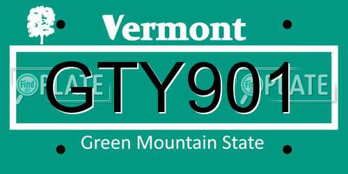 GTY901 Vermont License Plate