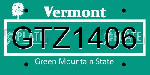 GTZ1406 Vermont License Plate