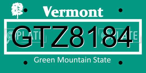 GTZ8184 Vermont License Plate
