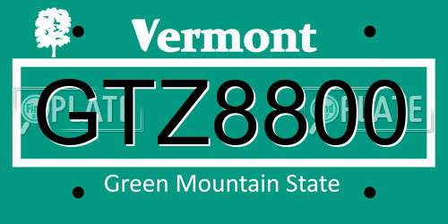 GTZ8800 Vermont License Plate