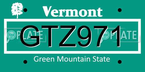 GTZ971 Vermont License Plate
