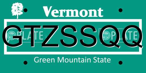 GTZSSQQ Vermont License Plate