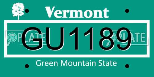GU1189 Vermont License Plate