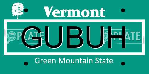 GUBUH Vermont License Plate