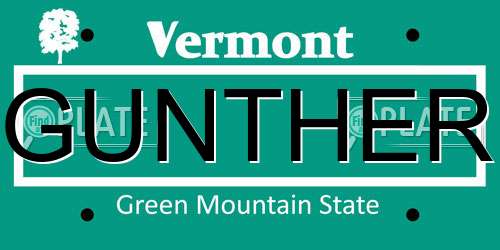 GUNTHER Vermont License Plate