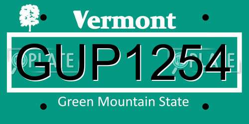GUP1254 Vermont License Plate