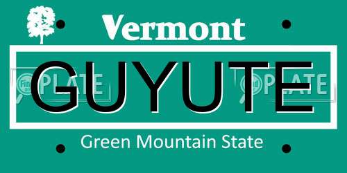 GUYUTE Vermont License Plate