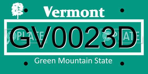 GV0023D Vermont License Plate