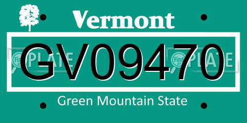 GV09470 Vermont License Plate