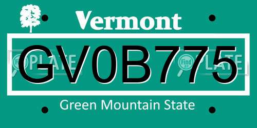 GV0B775 Vermont License Plate