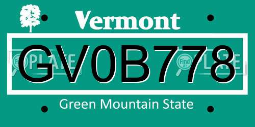 GV0B778 Vermont License Plate