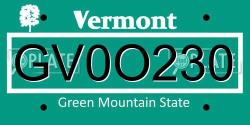 GV0O230 Vermont License Plate