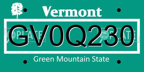 GV0Q230 Vermont License Plate