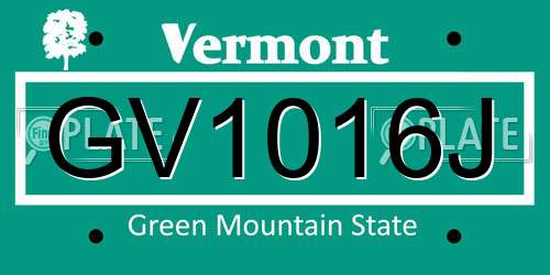 GV1016J Vermont License Plate