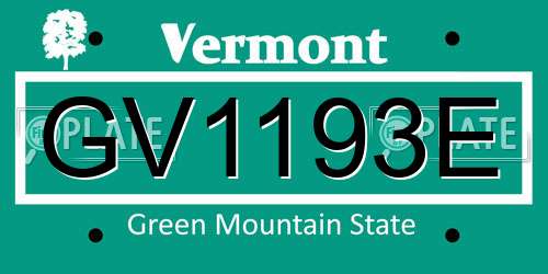 GV1193E Vermont License Plate