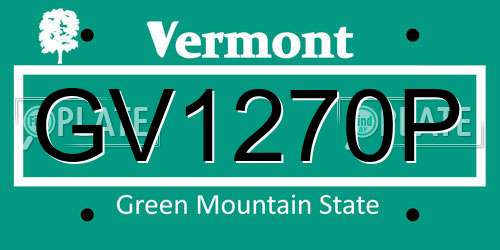 GV1270P Vermont License Plate