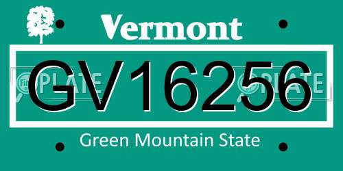 GV16256 Vermont License Plate