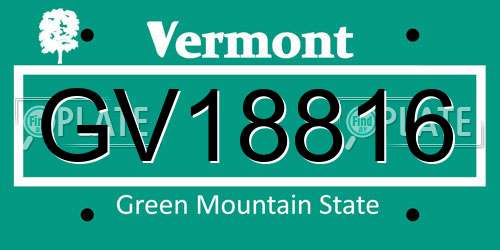 GV18816 Vermont License Plate