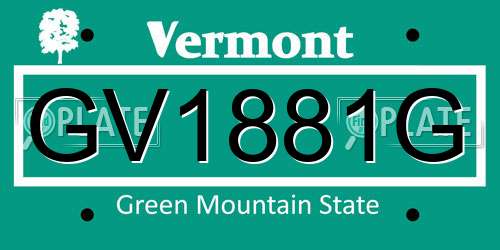 GV1881G Vermont License Plate