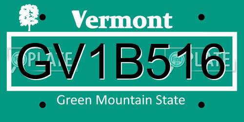 GV1B516 Vermont License Plate