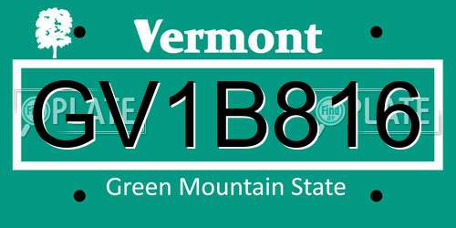 GV1B816 Vermont License Plate