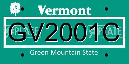 GV2001C Vermont License Plate
