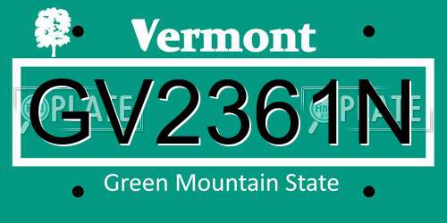 GV2361N Vermont License Plate
