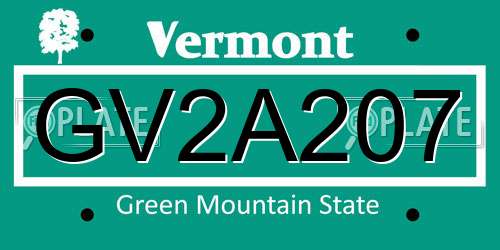 GV2A207 Vermont License Plate