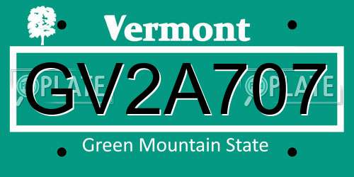 GV2A707 Vermont License Plate
