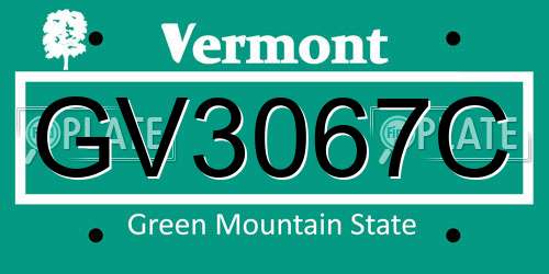 GV3067C Vermont License Plate